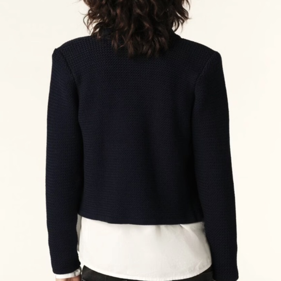 NWT Ba&sh LOUMAN Long-Sleeve Knit Cardigan - Navy - Picture 5 of 9